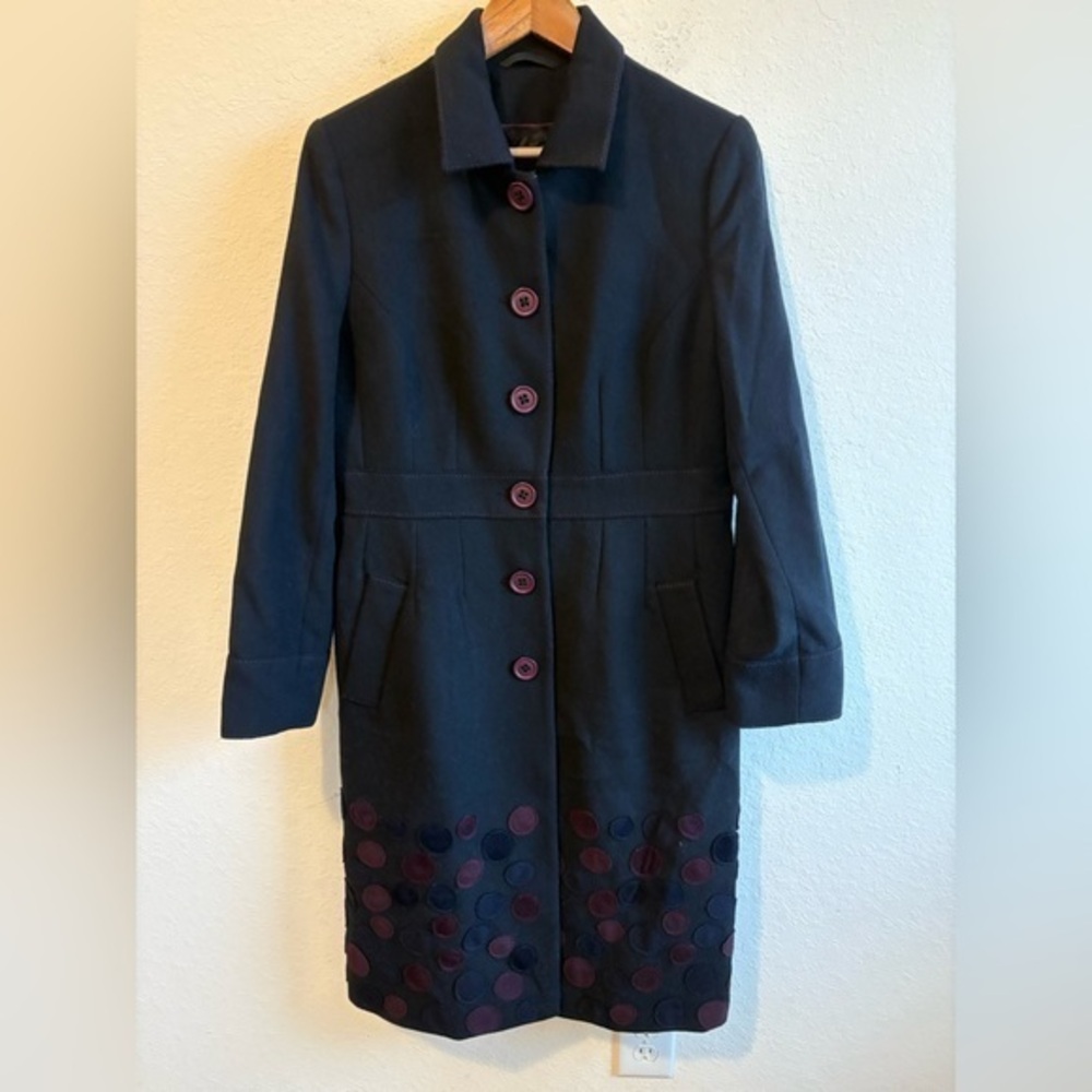 Boden Wool Cashmere Polka Dot Pea Coat Size 14